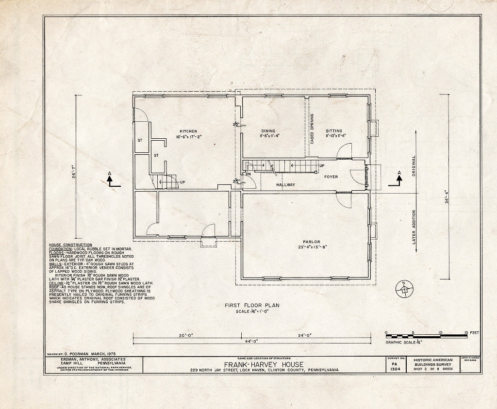 Blueprint HABS PA,18-LOKHA,4- (Sheet 2 of 8) - Frank-Harvey House, 229 North Jay Street, Lock Haven, Clinton County, PA
