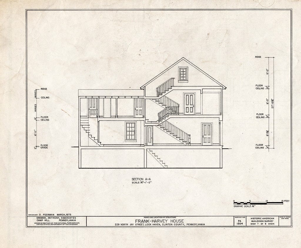 Blueprint HABS PA,18-LOKHA,4- (Sheet 7 of 8) - Frank-Harvey House, 229 North Jay Street, Lock Haven, Clinton County, PA