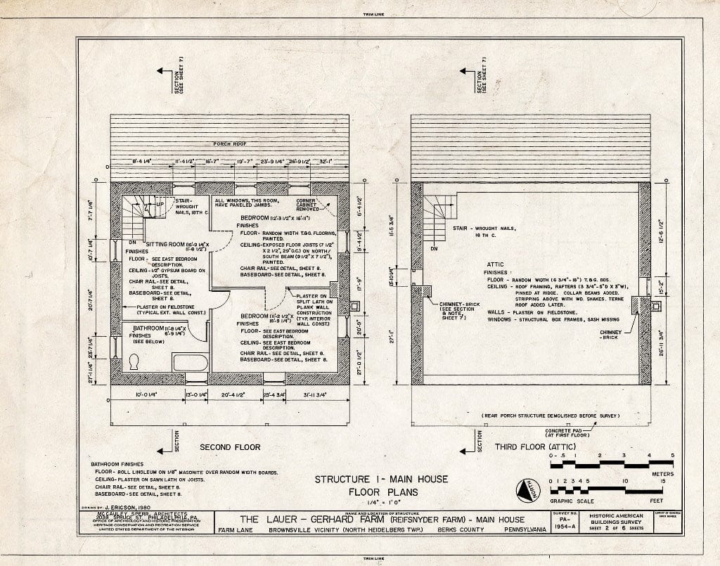 Blueprint HABS PA,6-BROWV.V,1A- (Sheet 2 of 6) - Lauer-Gerhard Farm, Main House, Farm Lane (North Heidelberg Township), Brownsville, Berks County, PA