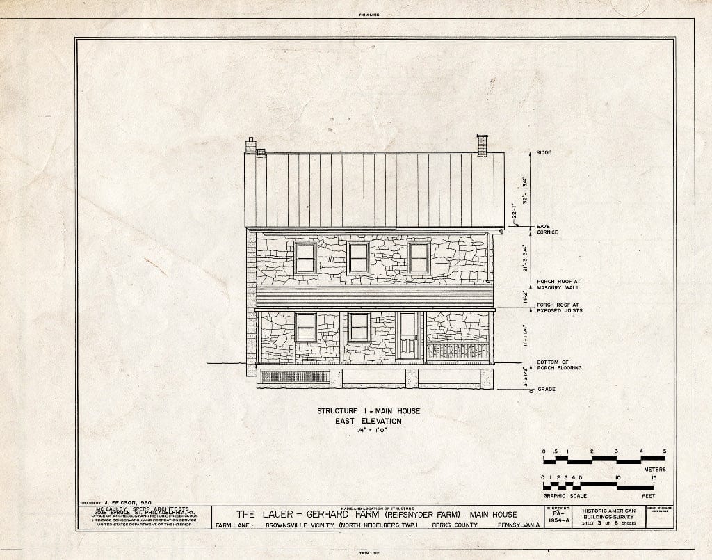 Blueprint HABS PA,6-BROWV.V,1A- (Sheet 3 of 6) - Lauer-Gerhard Farm, Main House, Farm Lane (North Heidelberg Township), Brownsville, Berks County, PA