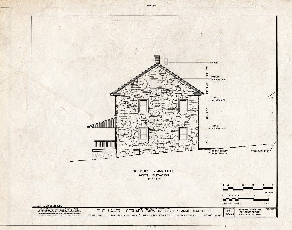Blueprint HABS PA,6-BROWV.V,1A- (Sheet 4 of 6) - Lauer-Gerhard Farm, Main House, Farm Lane (North Heidelberg Township), Brownsville, Berks County, PA