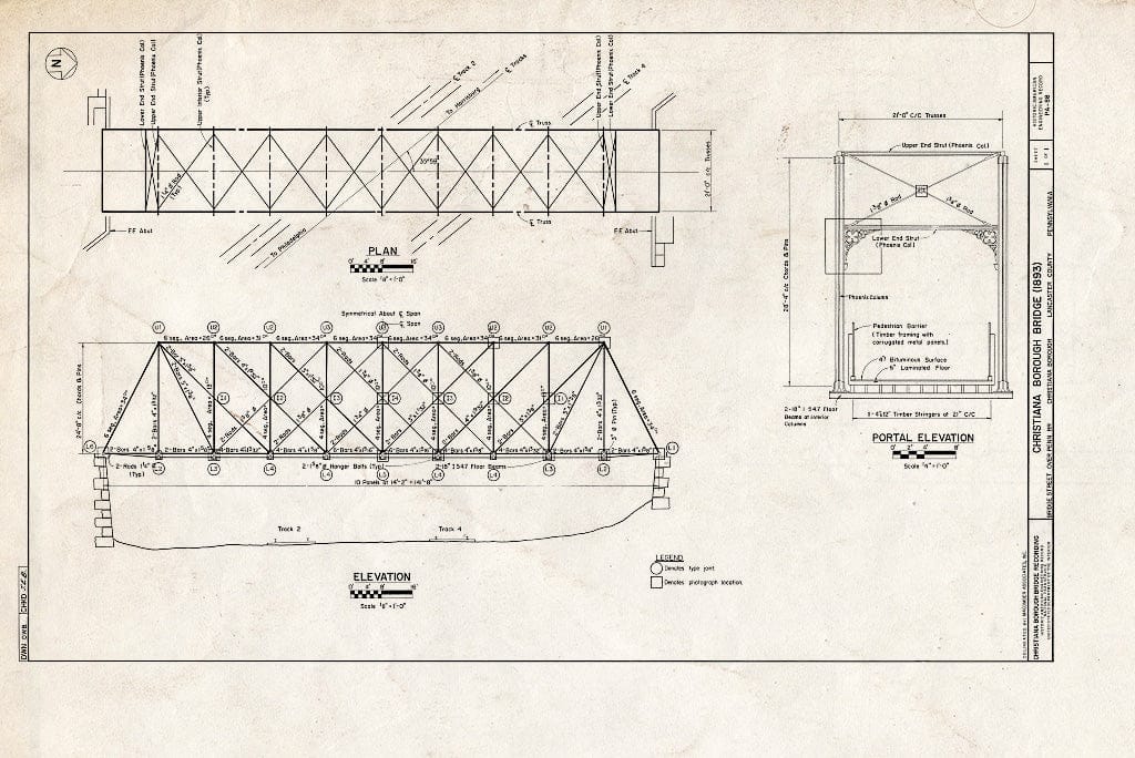 Blueprint HAER PA,36-Chris,1- (Sheet 1 of 1) - Christiana Borough Bridge, Bridge Street Over Pennsylvania Railroad, Christiana, Lancaster County, PA