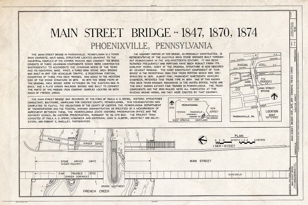 Blueprint HAER PA,15-PHOEN,1- (Sheet 1 of 3) - Main Street Bridge, Spanning French Creek, Phoenixville, Chester County, PA