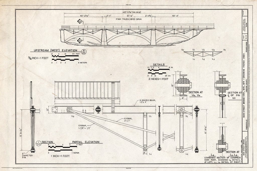 Blueprint HAER PA,15-PHOEN,1- (Sheet 3 of 3) - Main Street Bridge, Spanning French Creek, Phoenixville, Chester County, PA
