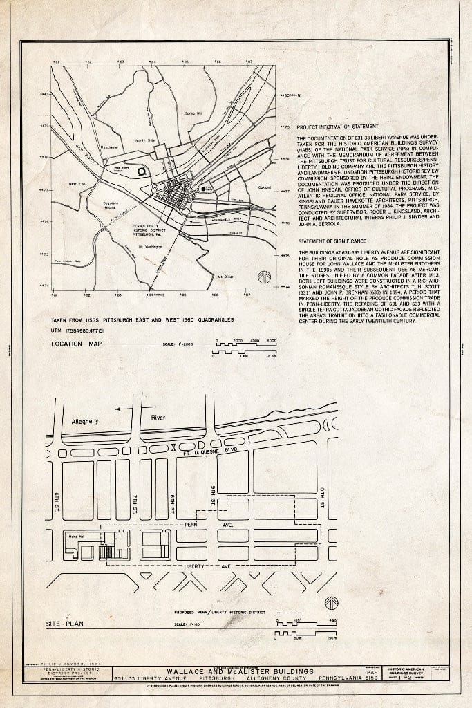 Blueprint HABS PA,2-PITBU,41- (Sheet 1 of 2) - Wallace & McAlister Buildings, 631-633 Liberty Avenue, Pittsburgh, Allegheny County, PA