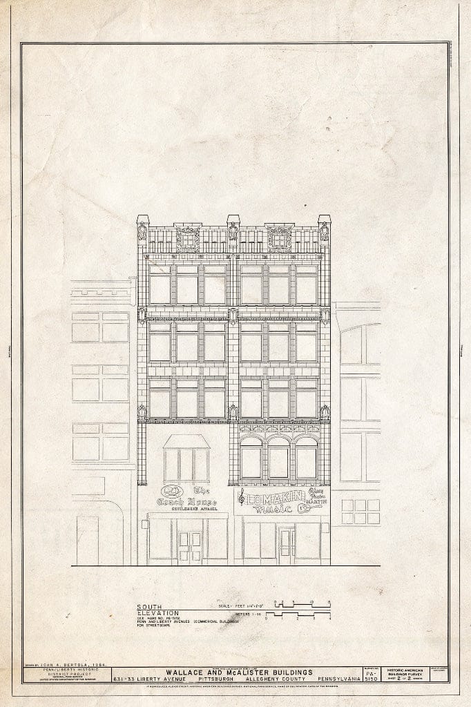 Blueprint HABS PA,2-PITBU,41- (Sheet 2 of 2) - Wallace & McAlister Buildings, 631-633 Liberty Avenue, Pittsburgh, Allegheny County, PA