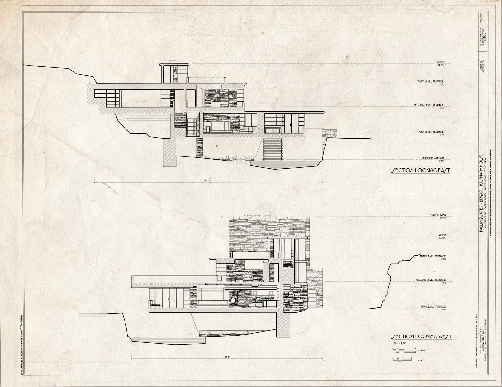 Blueprint Sections - Fallingwater, State Route 381 (Stewart Township), Ohiopyle, Fayette County, PA
