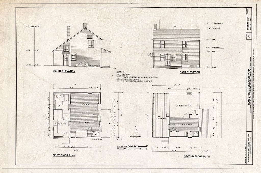 Blueprint HABS PA,1-GET.V,15A- (Sheet 1 of 1) - Hummelbaugh Farm, House, Pleasanton Avenue, Gettysburg, Adams County, PA