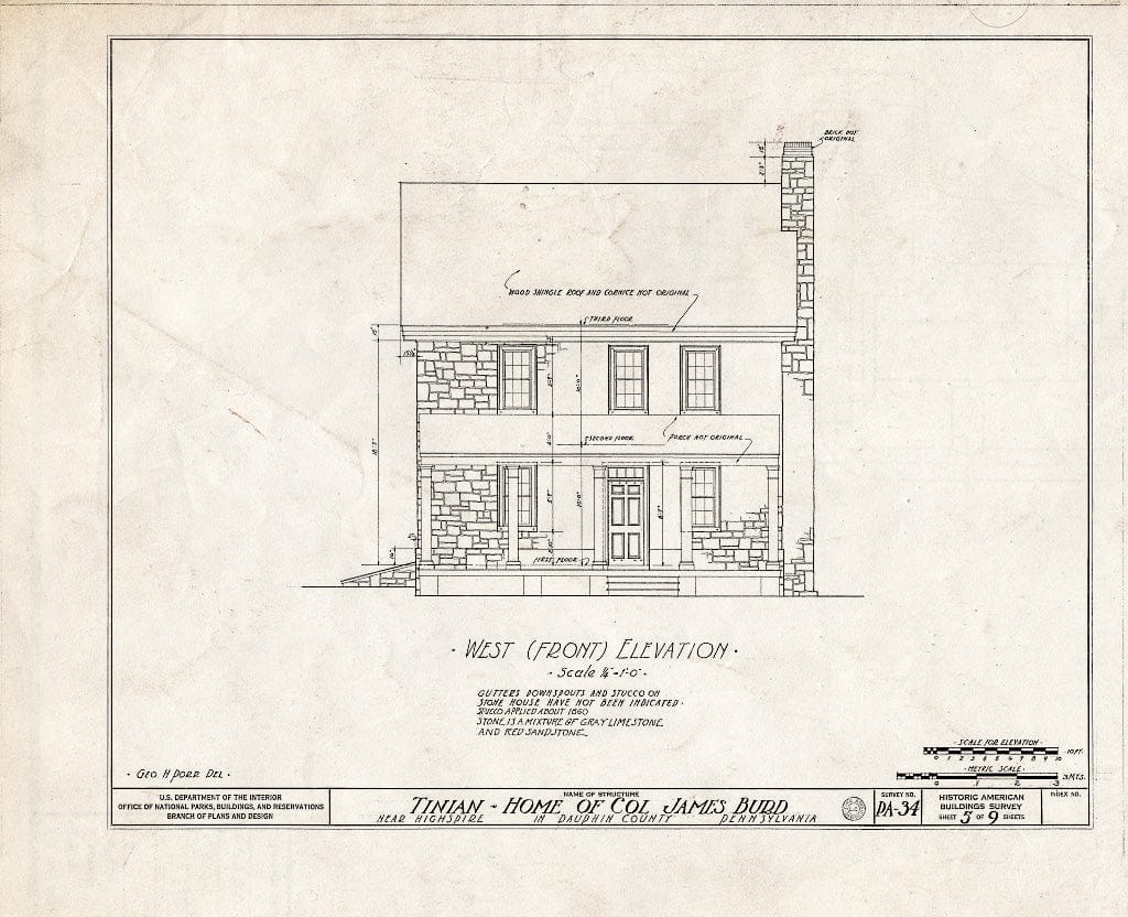 Blueprint HABS PA,22-HISPI.V,1- (Sheet 5 of 9) - Tinian, Highspire, Dauphin County, PA