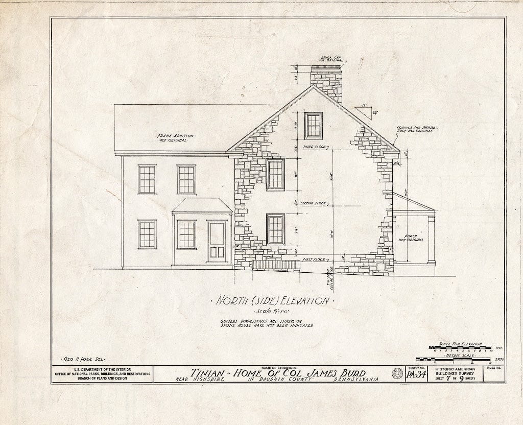 Blueprint HABS PA,22-HISPI.V,1- (Sheet 7 of 9) - Tinian, Highspire, Dauphin County, PA