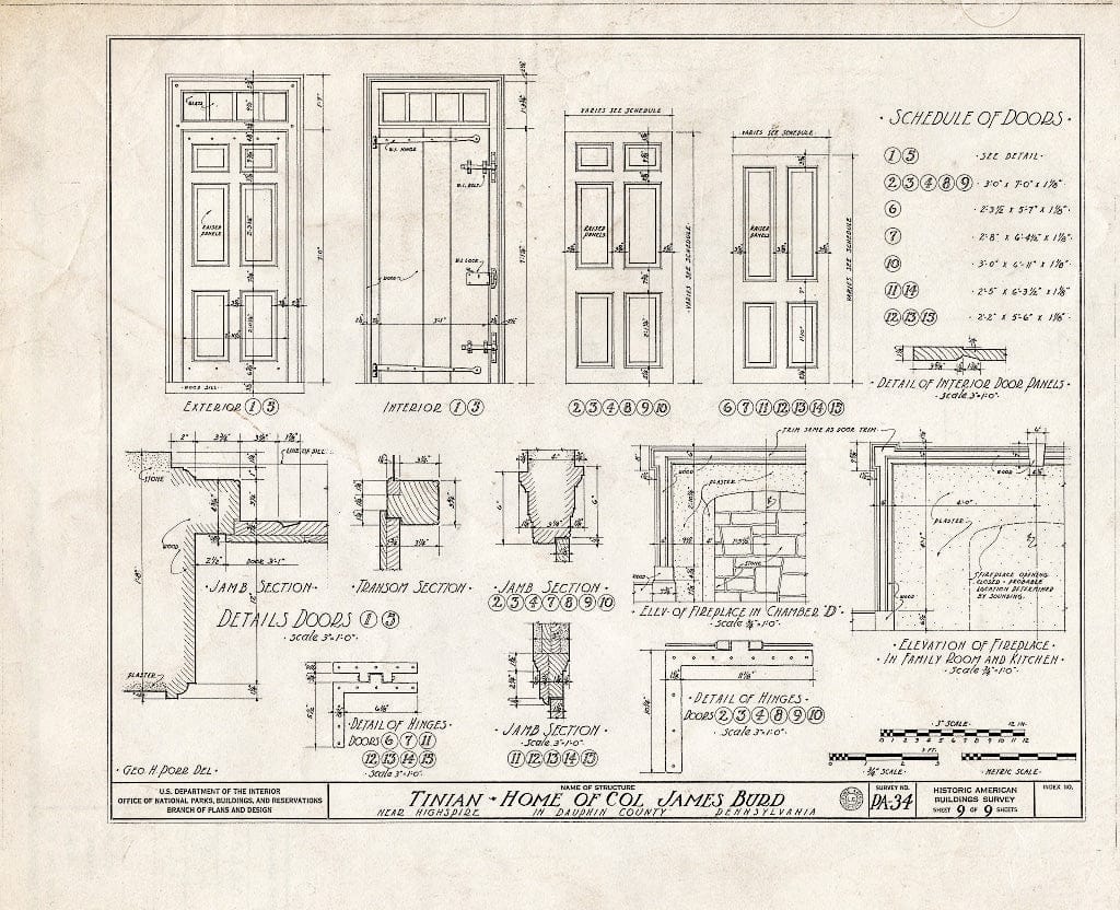 Blueprint HABS PA,22-HISPI.V,1- (Sheet 9 of 9) - Tinian, Highspire, Dauphin County, PA