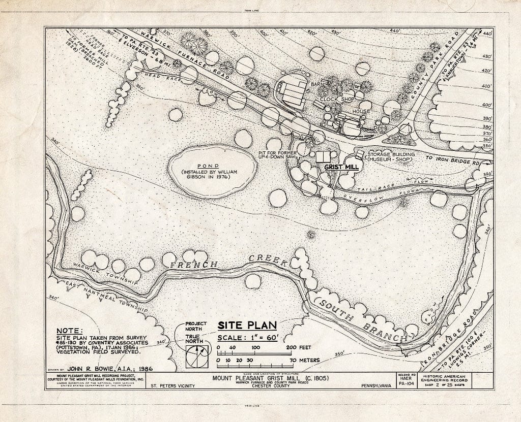 Blueprint HAER PA,15-SAPE.V,1- (Sheet 2 of 25) - Mount Pleasant Grist Mill, Warwick Furnace & County Park Roads, Saint Peters, Chester County, PA