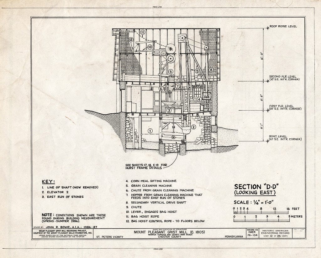 Blueprint HAER PA,15-SAPE.V,1- (Sheet 12 of 25) - Mount Pleasant Grist Mill, Warwick Furnace & County Park Roads, Saint Peters, Chester County, PA