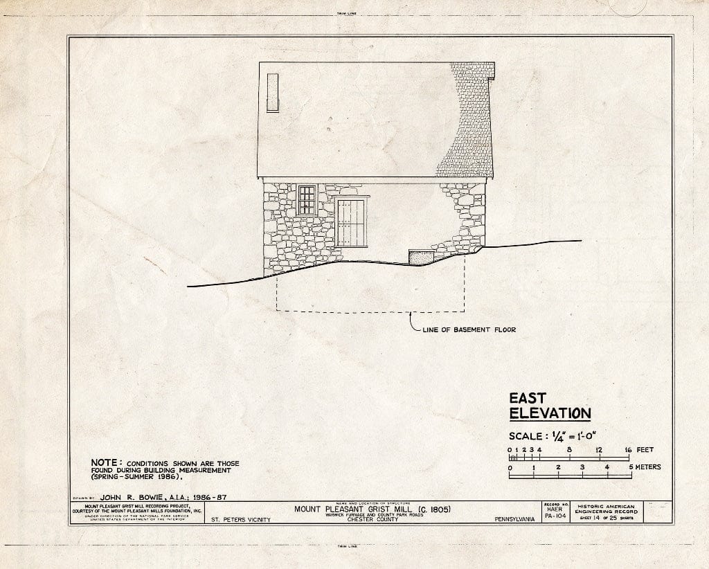 Blueprint HAER PA,15-SAPE.V,1- (Sheet 14 of 25) - Mount Pleasant Grist Mill, Warwick Furnace & County Park Roads, Saint Peters, Chester County, PA