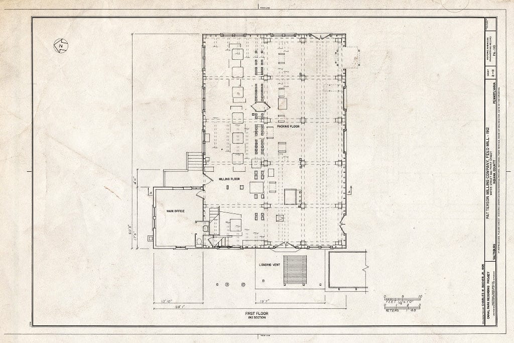 Blueprint HAER PA,32-Salt,25- (Sheet 2 of 11) - Patterson Milling Company, Feed Mill, Water & Point Streets, Saltsburg, Indiana County, PA