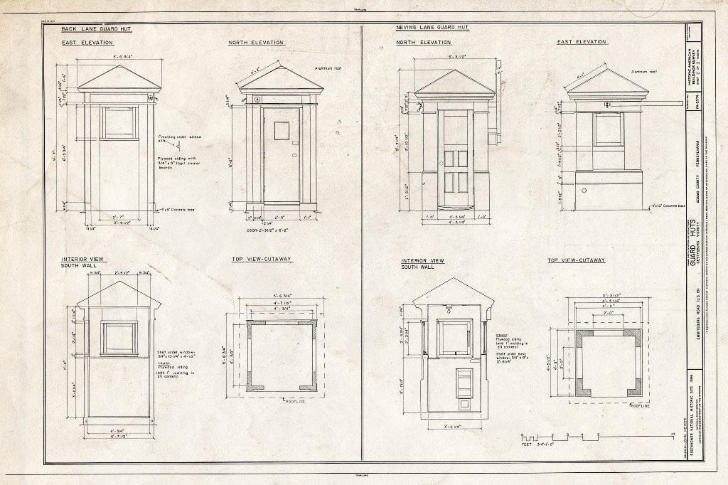 Blueprint HABS PA,1-GET.V,14- (Sheet 2 of 2) - Eisenhower Farms, Guard Huts, Back Lane & Nevins Lane Off U.S. 15, Eisenhower National Historic Site, Gettysburg, Adams County, PA
