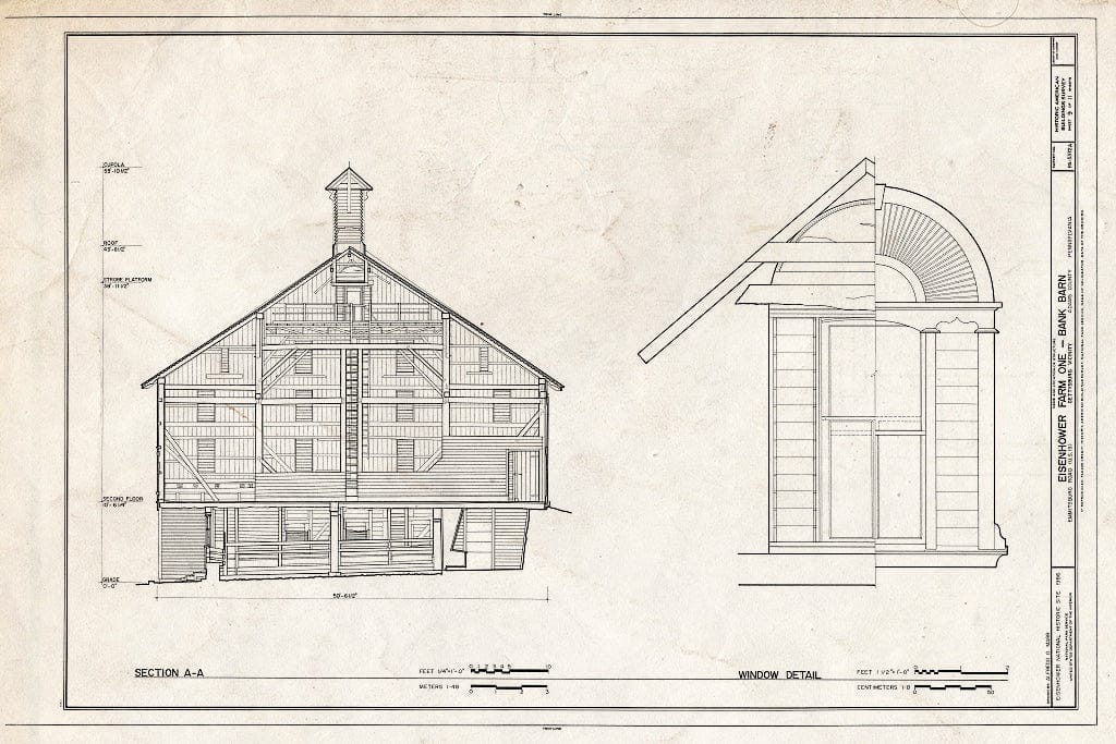 Blueprint HABS PA,1-GET.V,12-A- (Sheet 9 of 11) - Eisenhower Farm One, Bank Barn, Emmitsburg Road (U.S. 15), Eisenhower National Historic Site, Gettysburg, Adams County, PA