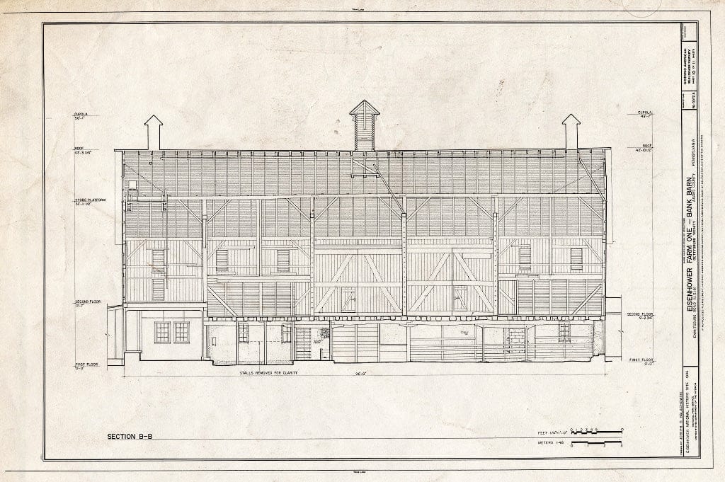 Blueprint HABS PA,1-GET.V,12-A- (Sheet 10 of 11) - Eisenhower Farm One, Bank Barn, Emmitsburg Road (U.S. 15), Eisenhower National Historic Site, Gettysburg, Adams County, PA
