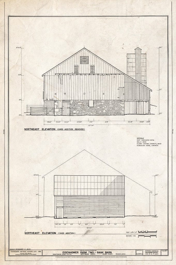 Blueprint HABS PA,1-GET.V,13-A- (Sheet 5 of 7) - Eisenhower Farm Two, Bank Barn, Emmitsburg Road (U.S. 15), Gettysburg, Adams County, PA