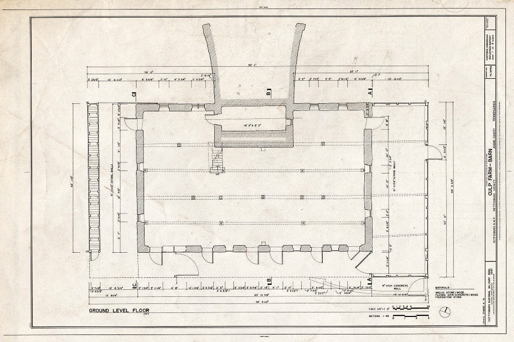 Blueprint HABS PA,1-GET,12A- (Sheet 1 of 6) - Culp Farm, Barn, West of Rock Creek, Gettysburg, Adams County, PA