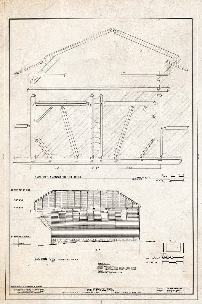 Blueprint HABS PA,1-GET,12A- (Sheet 6 of 6) - Culp Farm, Barn, West of Rock Creek, Gettysburg, Adams County, PA