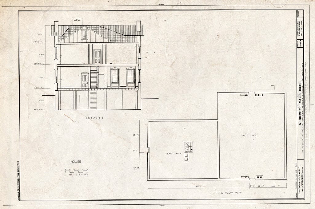 Blueprint HABS PA,31-MAFO.V,1-B- (Sheet 3 of 5) - McAlevy's Fort, McBurney's Manor House, PA Routes 26 & 305, McAlevys Fort, Huntingdon County, PA