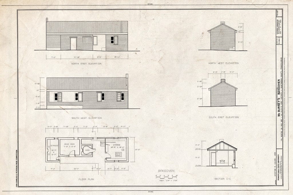 Blueprint HABS PA,31-MAFO.V,1-C- (Sheet 1 of 1) - McAlevy's Fort, McBurney's Bakeoven, PA Routes 26 & 305, McAlevys Fort, Huntingdon County, PA