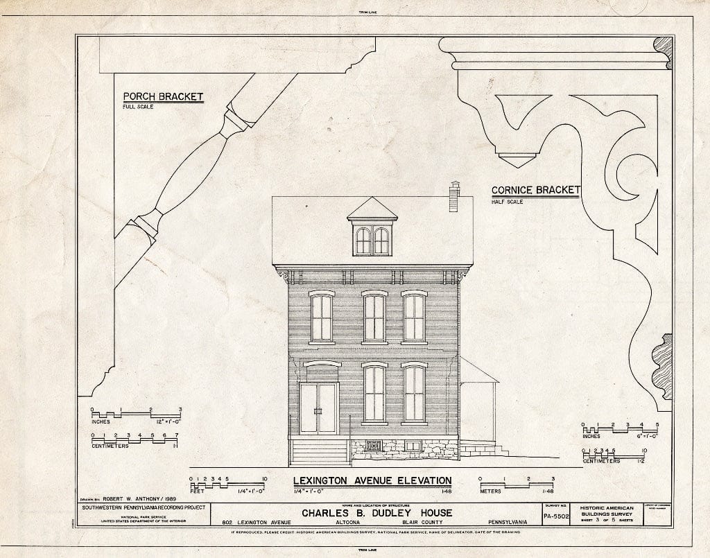 Blueprint HABS PA,7-Alto,22- (Sheet 3 of 5) - Charles B. Dudley House, 802 Lexington Avenue, Altoona, Blair County, PA