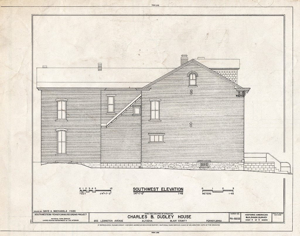 Blueprint HABS PA,7-Alto,22- (Sheet 4 of 5) - Charles B. Dudley House, 802 Lexington Avenue, Altoona, Blair County, PA