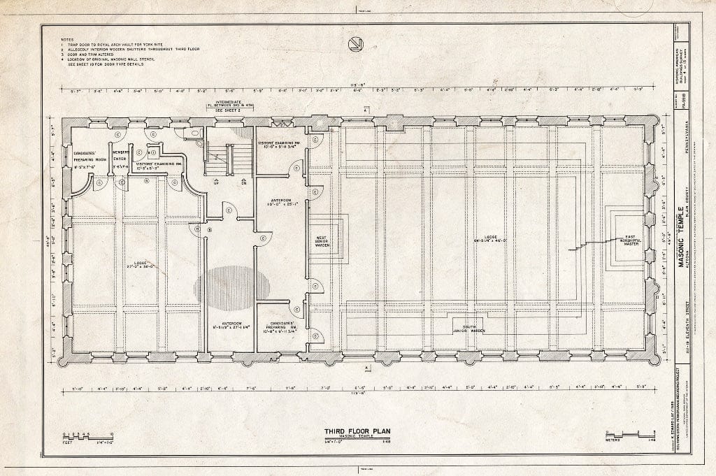Blueprint HABS PA,7-Alto,109- (Sheet 4 of 15) - Masonic Temple, 1111-1119 Eleventh Street, Altoona, Blair County, PA
