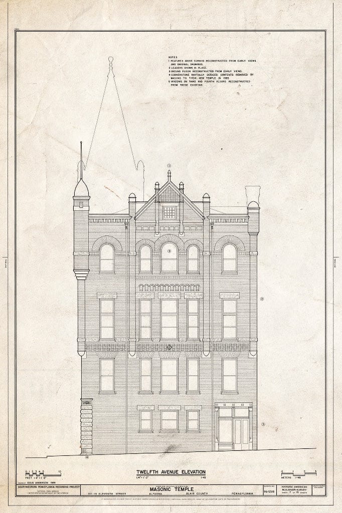 Blueprint HABS PA,7-Alto,109- (Sheet 7 of 15) - Masonic Temple, 1111-1119 Eleventh Street, Altoona, Blair County, PA