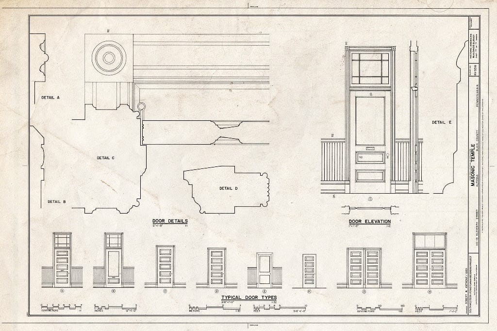 Blueprint HABS PA,7-Alto,109- (Sheet 10 of 15) - Masonic Temple, 1111-1119 Eleventh Street, Altoona, Blair County, PA
