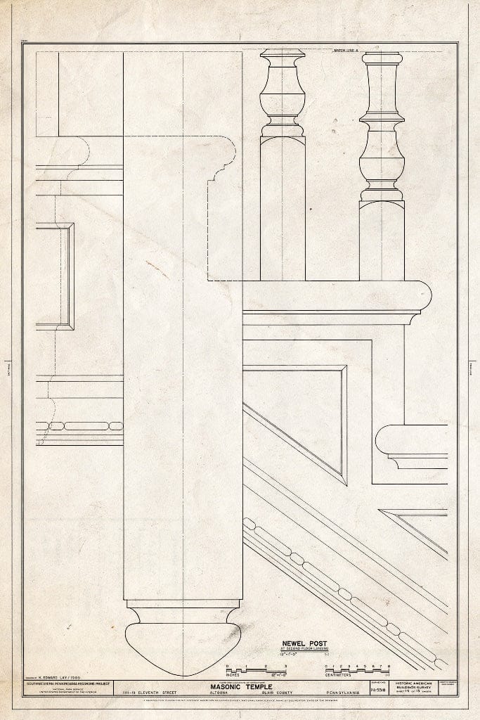 Blueprint HABS PA,7-Alto,109- (Sheet 14 of 15) - Masonic Temple, 1111-1119 Eleventh Street, Altoona, Blair County, PA