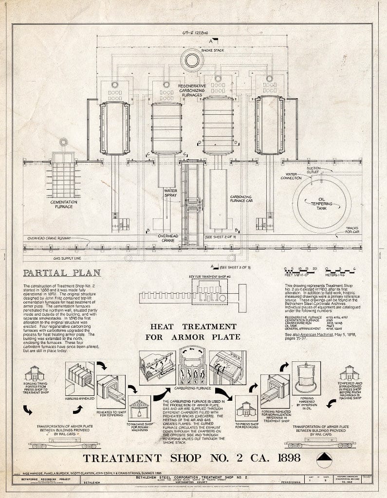 Blueprint HAER PA,48-BETH,18B- (sheet 1 of 3) - Bethlehem Steel Corporation, Treatment Shop No. 2, Along Lehigh River, North of Fourth Street, Bethlehem, Northampton County, PA