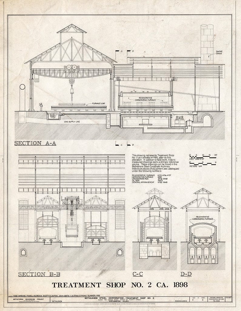 Blueprint HAER PA,48-BETH,18B- (sheet 2 of 3) - Bethlehem Steel Corporation, Treatment Shop No. 2, Along Lehigh River, North of Fourth Street, Bethlehem, Northampton County, PA
