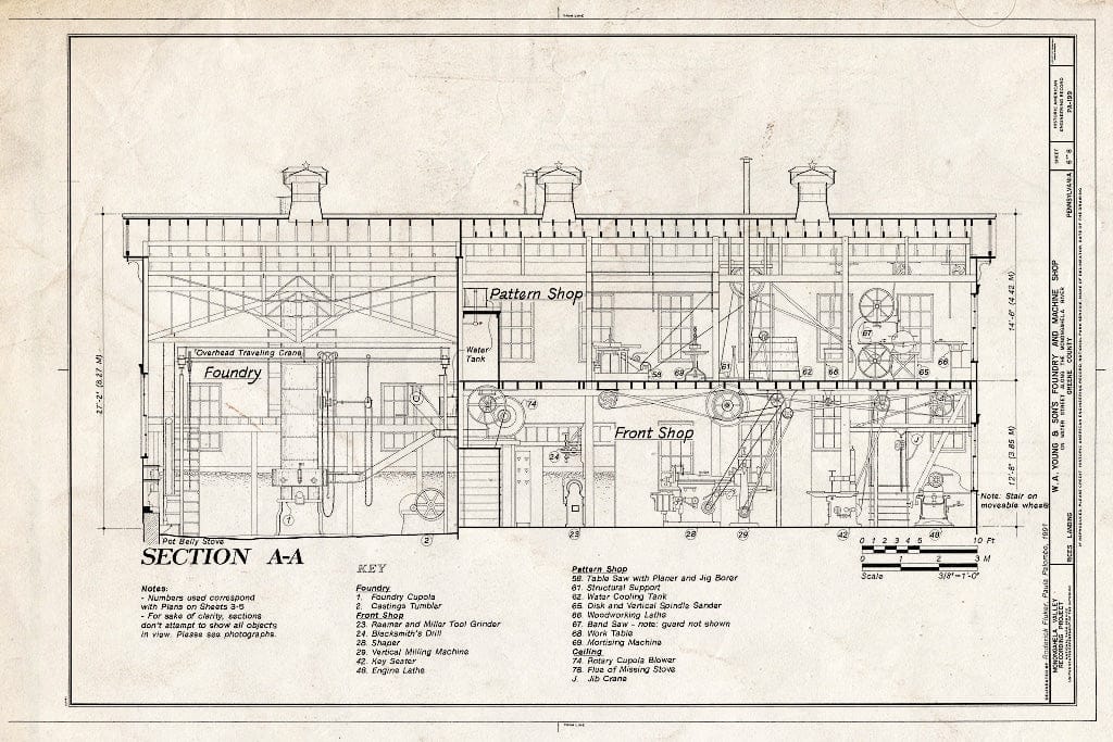 Blueprint HAER PA,30-RILA,1- (Sheet 6 of 8) - W. A. Young & Sons Foundry & Machine Shop, On Water Street Along Monongahela River, Rices Landing, Greene County, PA