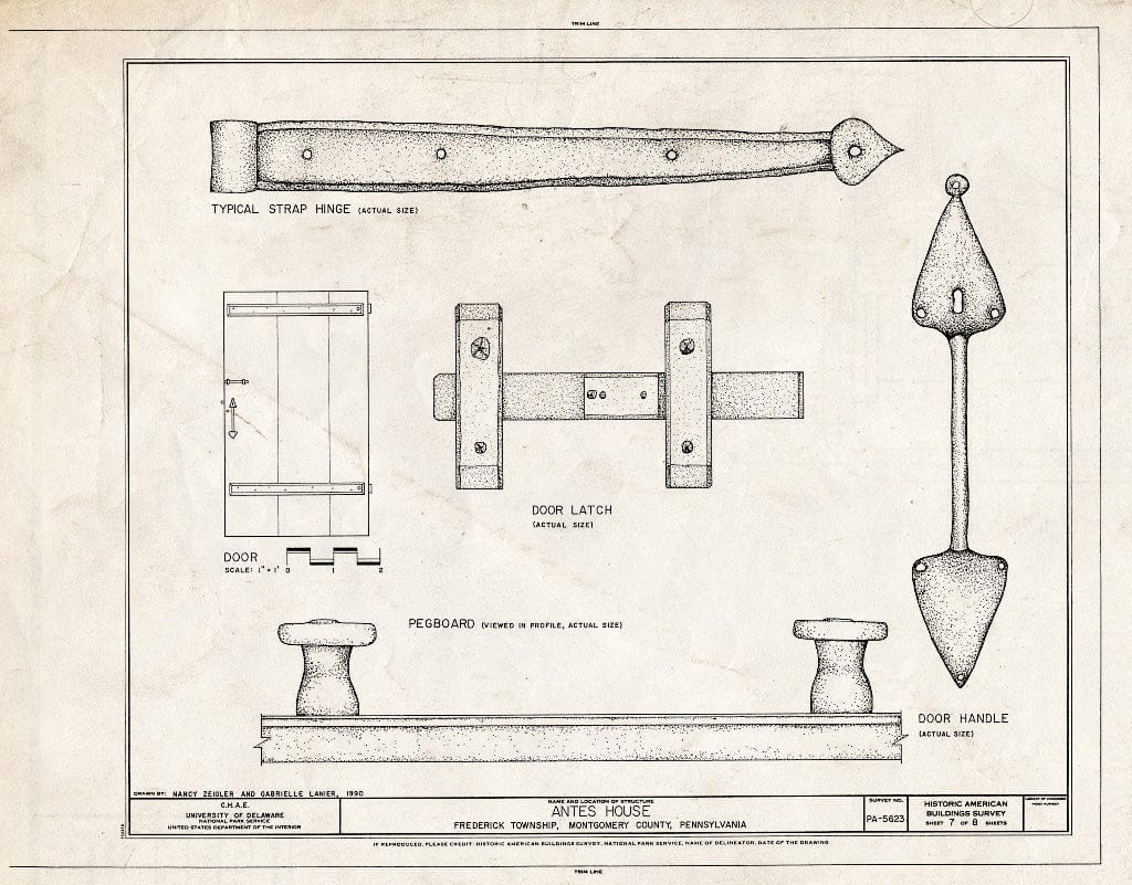 Blueprint HABS PA,46-UFRED.V,1- (Sheet 7 of 8) - Antes House, Colonial Road, Frederick, Montgomery County, PA