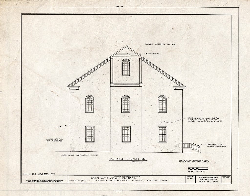 Blueprint HABS PA,48-Naz,2- (Sheet 2 of 3) - 1840 Moravian Church, Nazareth Hall Tract, Nazareth, Northampton County, PA