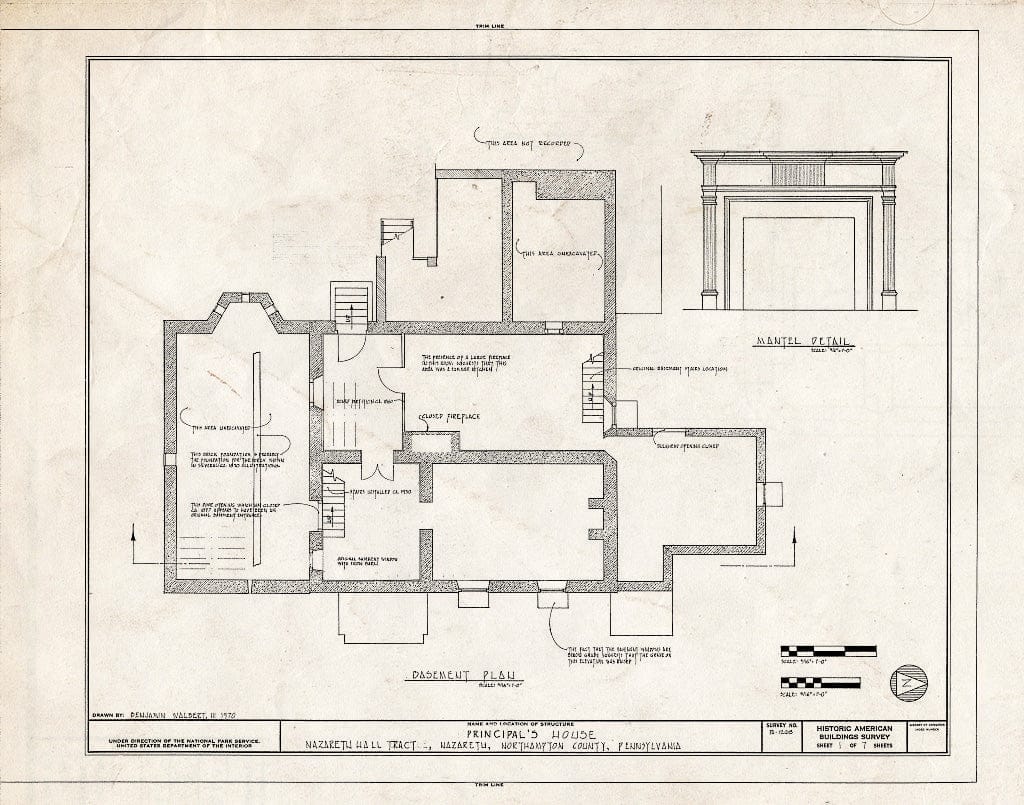Blueprint HABS PA,48-Naz,6- (Sheet 1 of 7) - Principal's House, Nazareth Hall Tract, Nazareth, Northampton County, PA