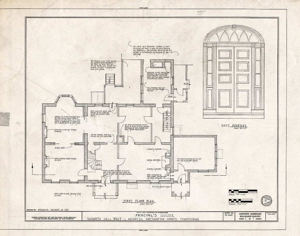 Blueprint HABS PA,48-Naz,6- (Sheet 2 of 7) - Principal's House, Nazareth Hall Tract, Nazareth, Northampton County, PA