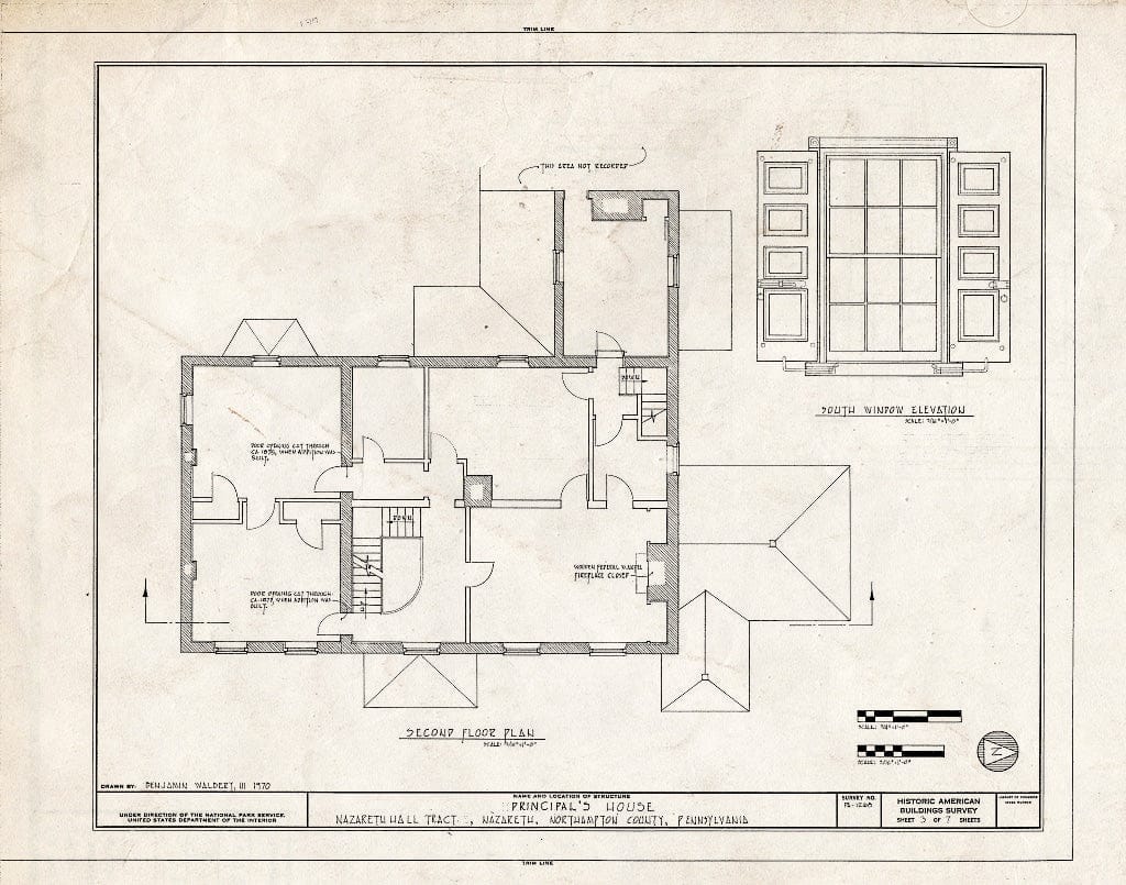 Blueprint HABS PA,48-Naz,6- (Sheet 3 of 7) - Principal's House, Nazareth Hall Tract, Nazareth, Northampton County, PA