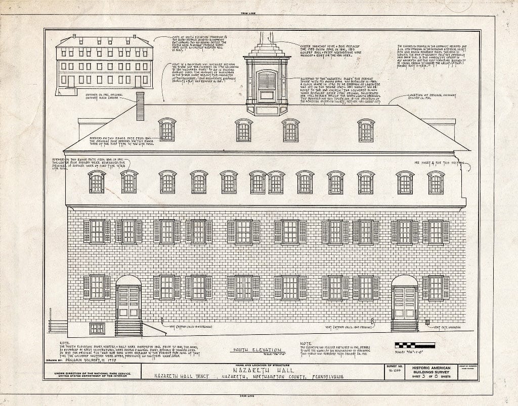 Blueprint HABS PA,48-Naz,3- (Sheet 3 of 8) - Nazareth Hall, Nazareth Hall Tract, Nazareth, Northampton County, PA