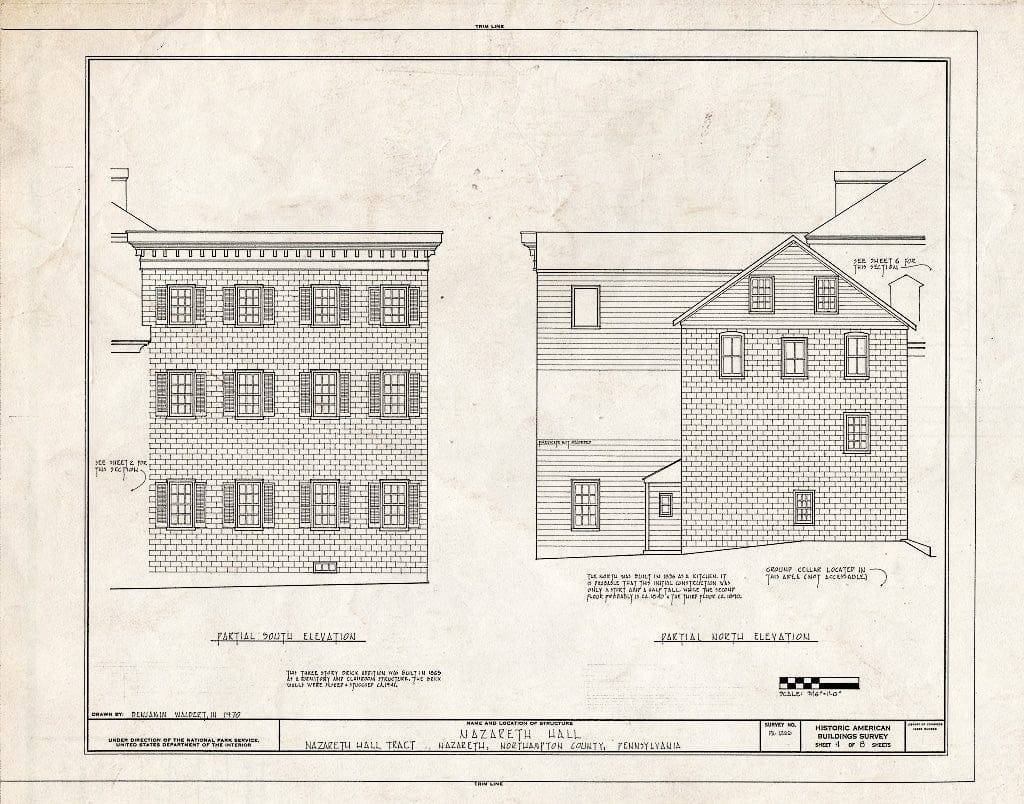 Blueprint HABS PA,48-Naz,3- (Sheet 4 of 8) - Nazareth Hall, Nazareth Hall Tract, Nazareth, Northampton County, PA