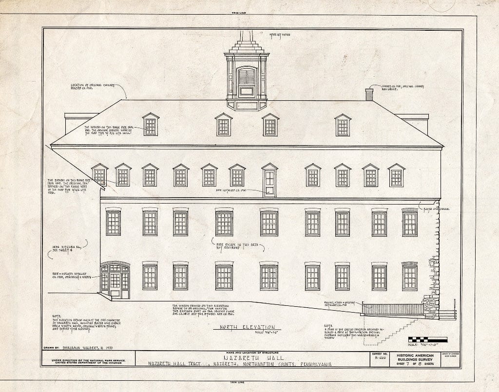 Blueprint HABS PA,48-Naz,3- (Sheet 7 of 8) - Nazareth Hall, Nazareth Hall Tract, Nazareth, Northampton County, PA