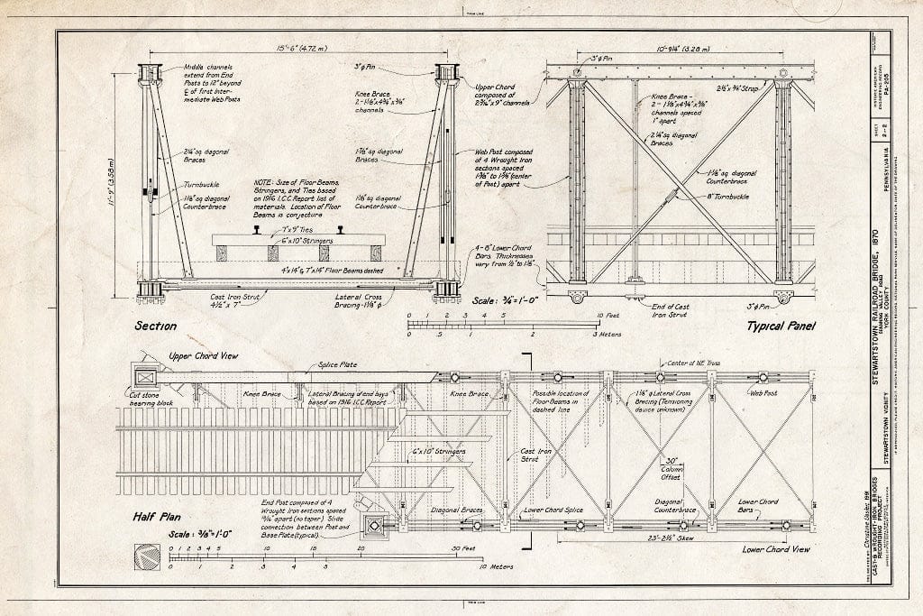 Blueprint HAER PA,67-STEW.V,1- (Sheet 2 of 2) - Stewartstown Railroad Bridge, Stewartstown Railroad, Spanning Valley Road, Stewartstown, York County, PA