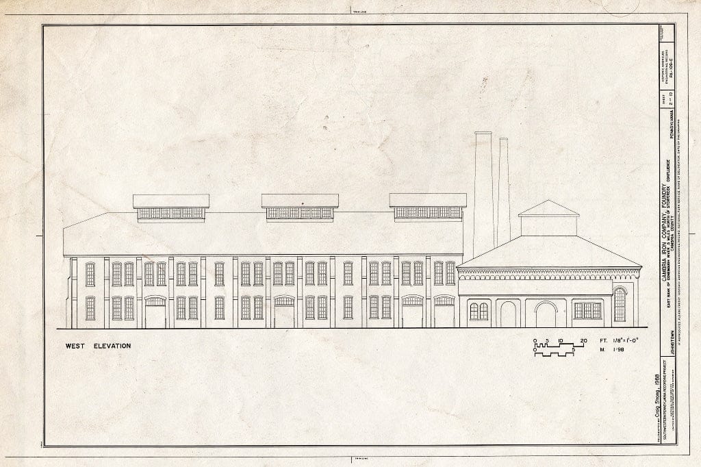 Blueprint HAER PA,11-JOTO,135E- (Sheet 2 of 10) - Cambria Iron Company, Foundry, Lower Works, Johnstown, Cambria County, PA