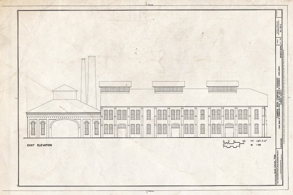 Blueprint HAER PA,11-JOTO,135E- (Sheet 4 of 10) - Cambria Iron Company, Foundry, Lower Works, Johnstown, Cambria County, PA