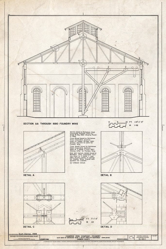Blueprint HAER PA,11-JOTO,135E- (Sheet 6 of 10) - Cambria Iron Company, Foundry, Lower Works, Johnstown, Cambria County, PA