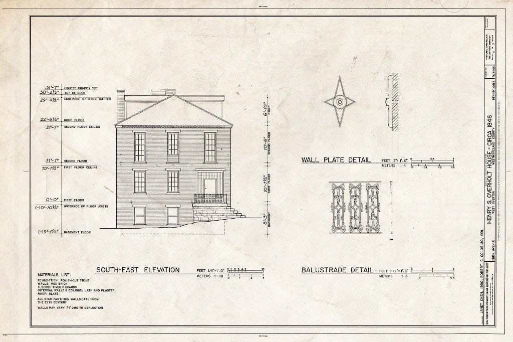 Blueprint HABS PA,65-OVTW,10- (Sheet 4 of 7) - Henry S. Overton House, 1526 Frick Avenue, West Overton, Westmoreland County, PA