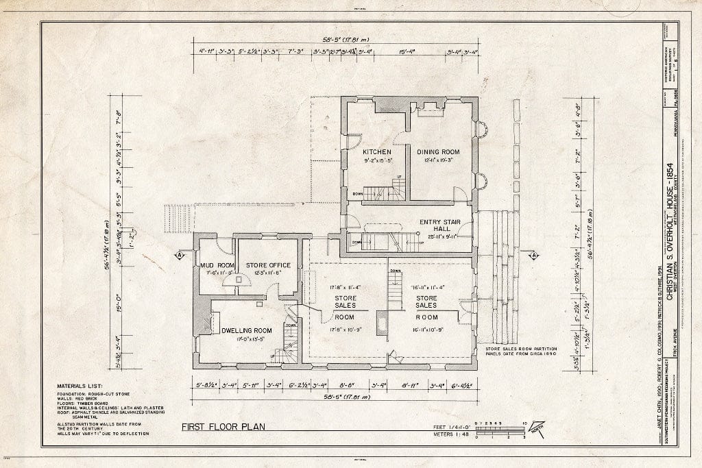 Blueprint HABS PA,65-OVTW,9- (Sheet 1 of 6) - Christian S. Overholt Store & House, Frick Avenue, West Overton, Westmoreland County, PA